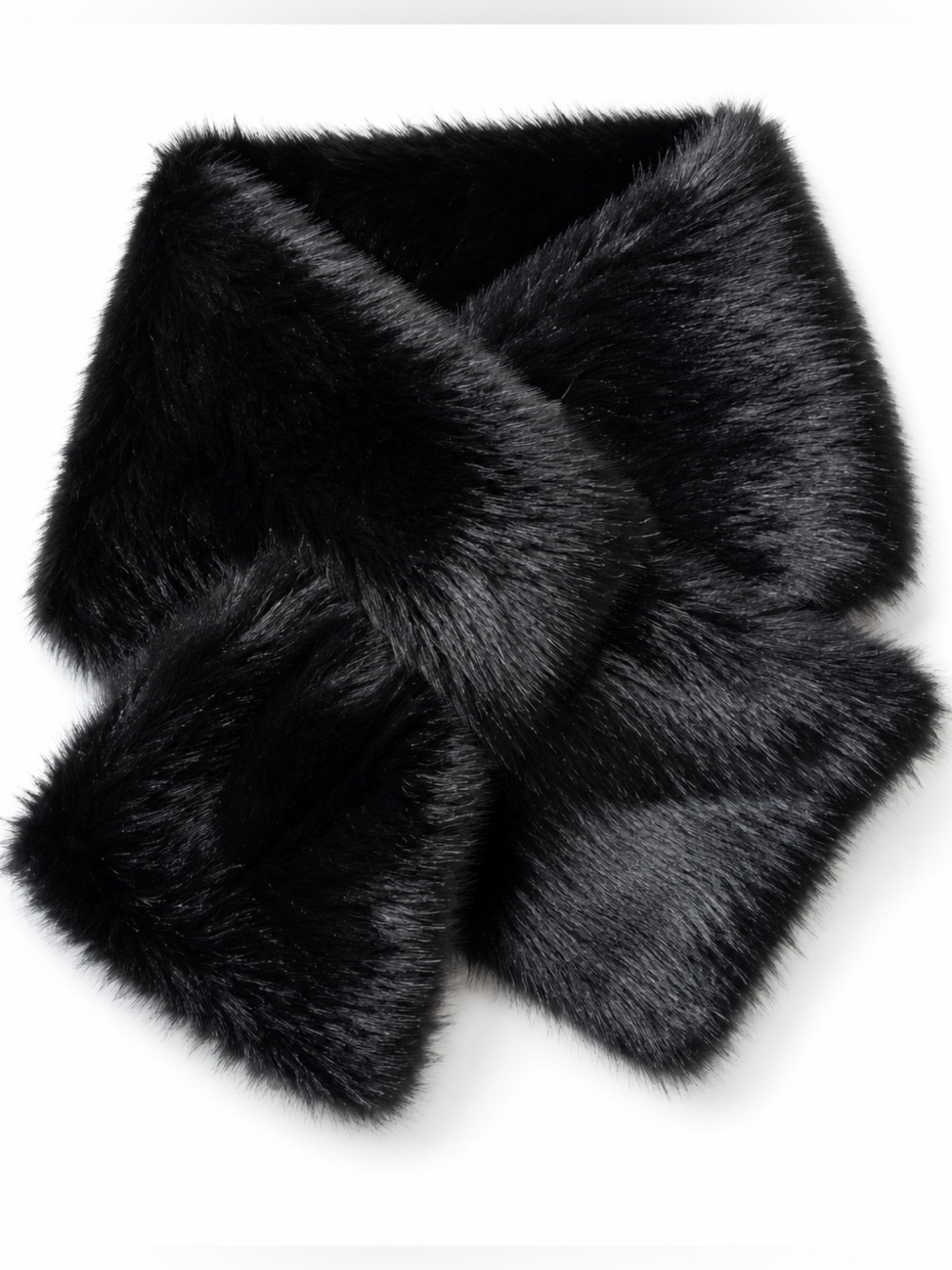 Vintage Black Faux Fur Scarf Luxury Evening Glam OS Old Money Winter Style